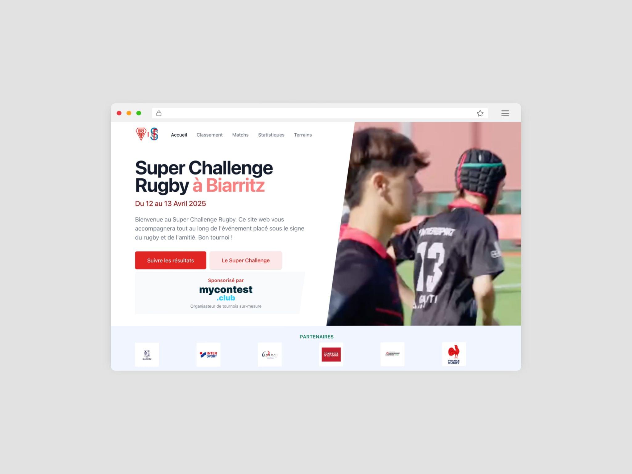 Interface de gestion de tournoi de rugby